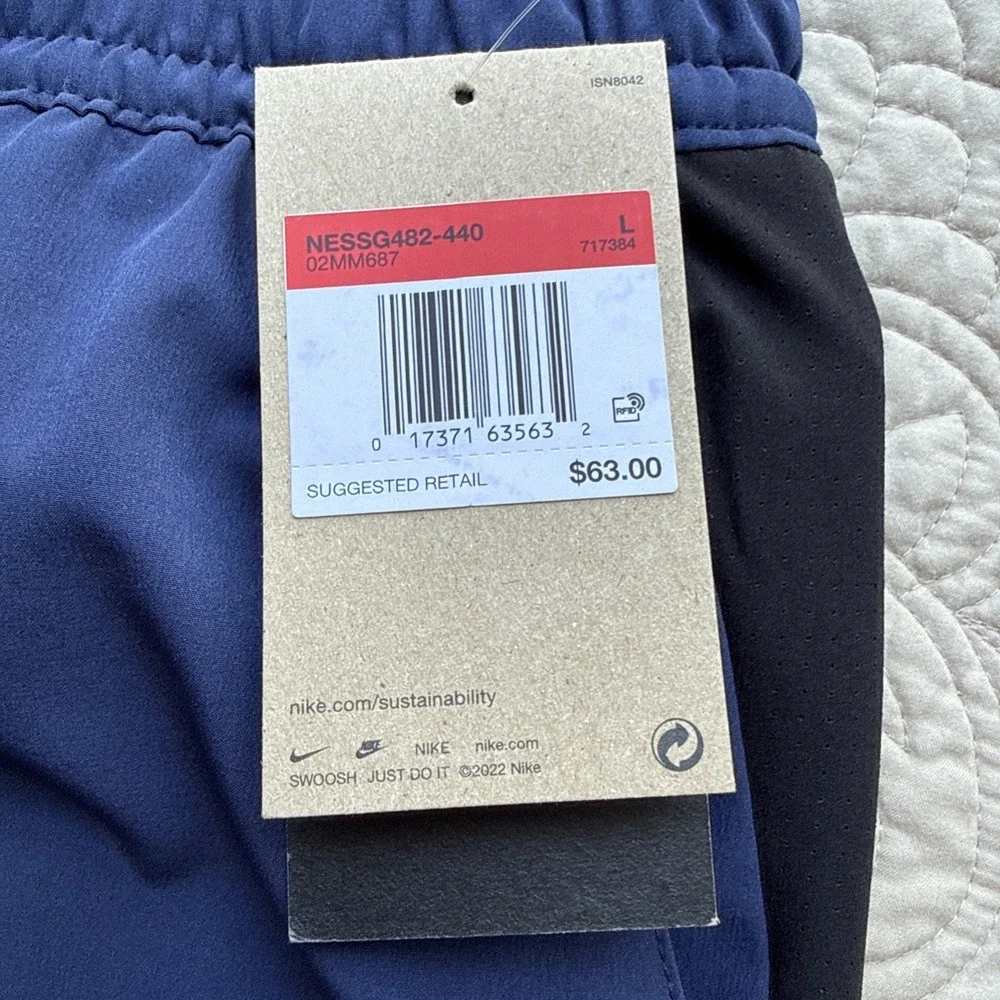Nike Swim Contend Swim Trunks Men's Large Blue Lined Stretch Volley Shorts 7